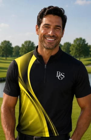 Black/Yellow wave mens shirt