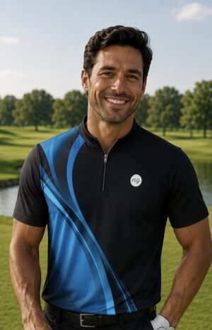 Black / Blue wave mens shirt