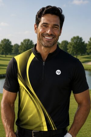 Black/Yellow wave mens shirt